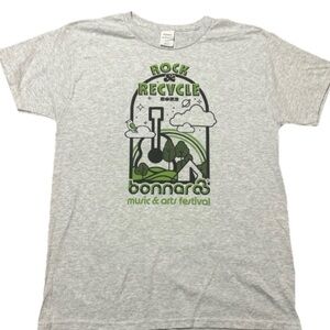 Hanes Heather Gray Tee with Green & Black Festival Print